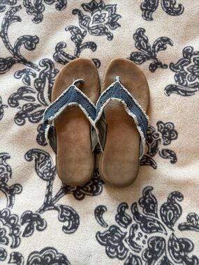 Denim Blue Frayed Flip Flop Sandals